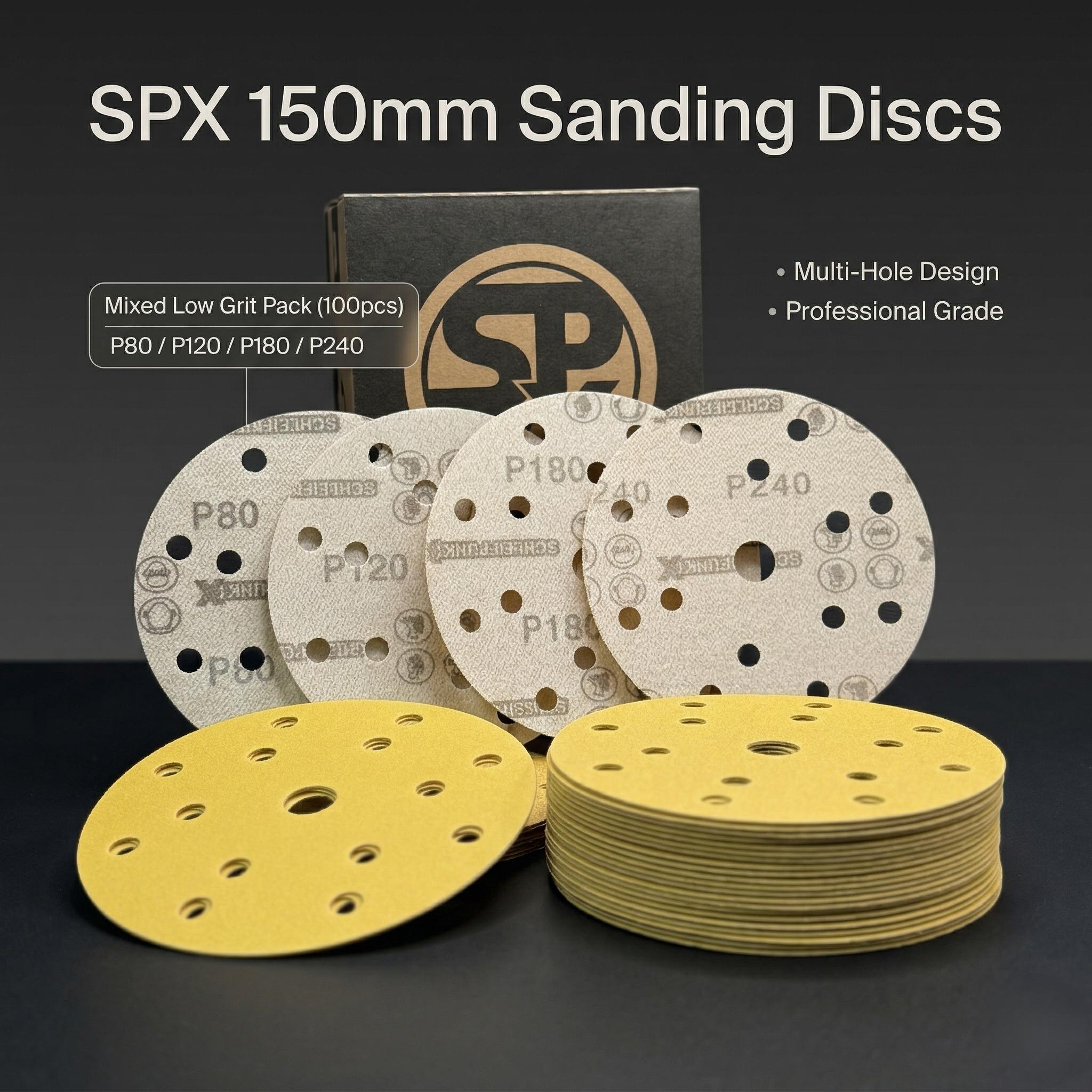 SPX 150mm Sanding Disc – MIXED Low Grit Pack (100pcs)