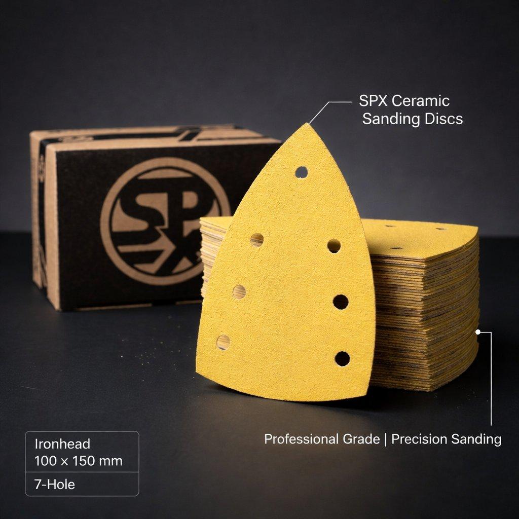SPX Sanding Ironhead Yellow Ceramic 100x150mm - 60-80 Grit (50 pcs)