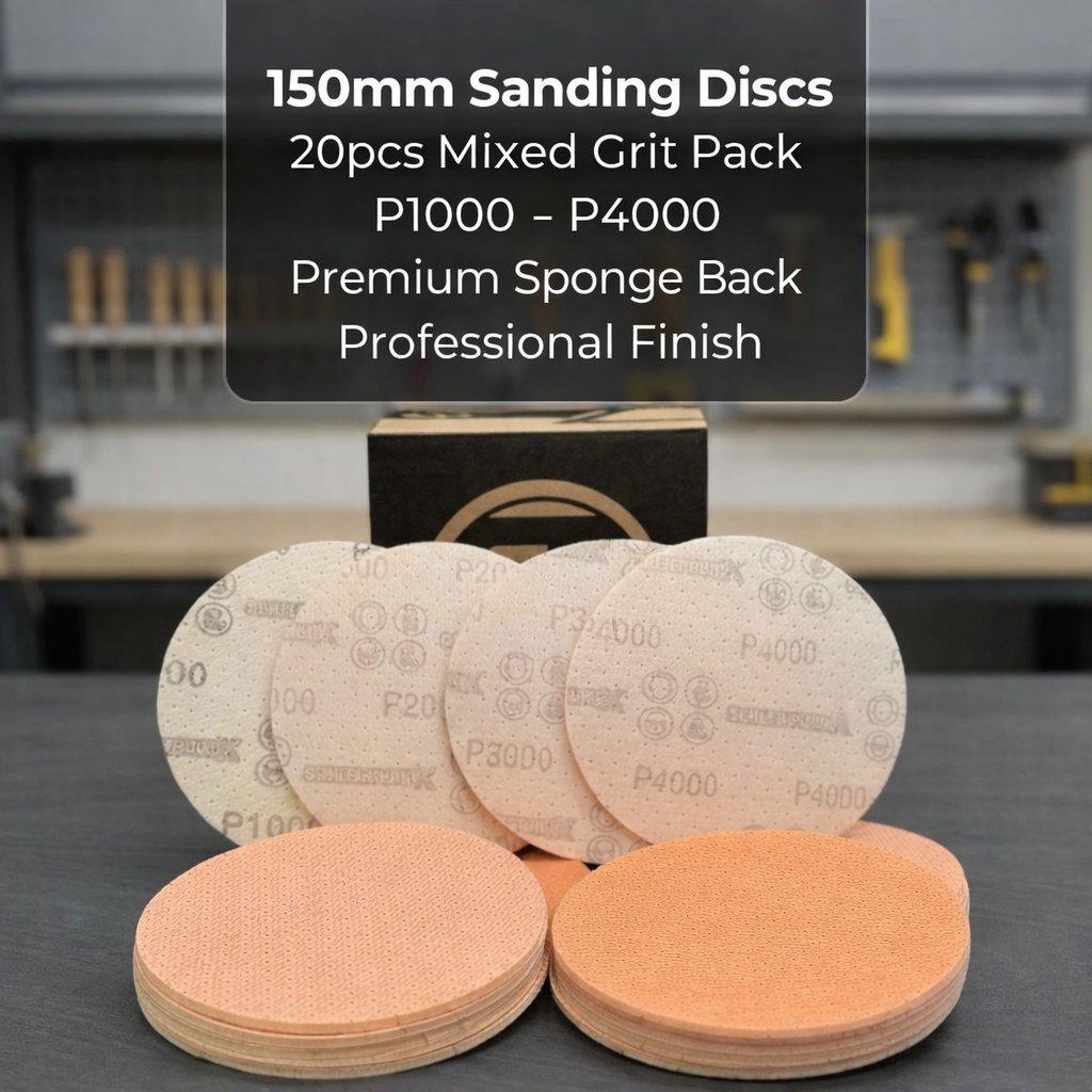 Sanding Disc Sponge Back Orange Wet/Dry MIXED 150mm 20pcs